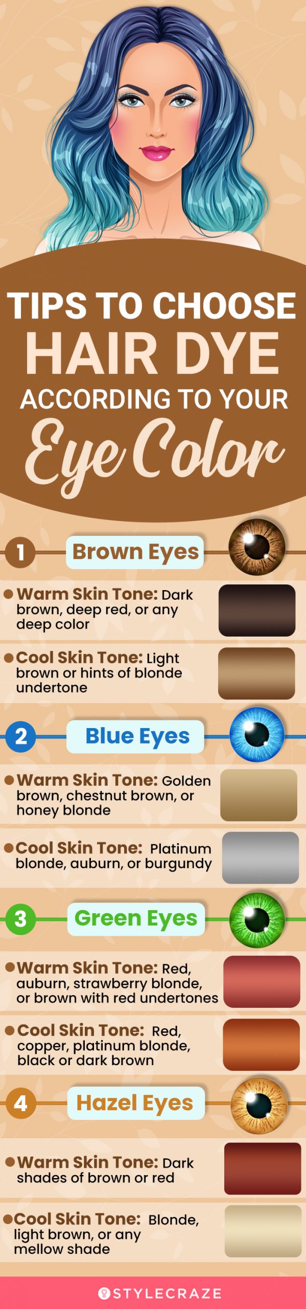 tips to choose hair dye according to your eye color (infographic)