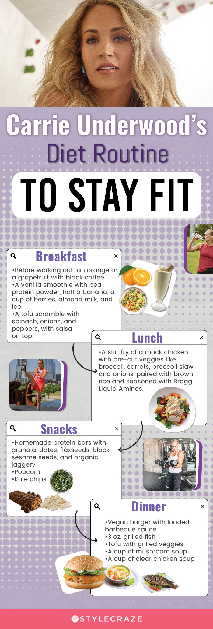 carrie underwood’s diet routine to stay fit (infographic)