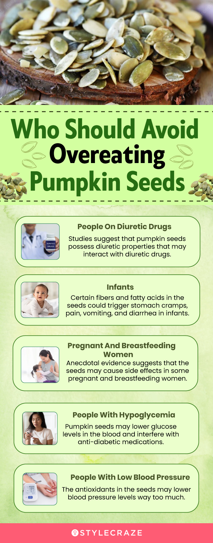 who should avoid overeating pumpkin seeds (infographic)