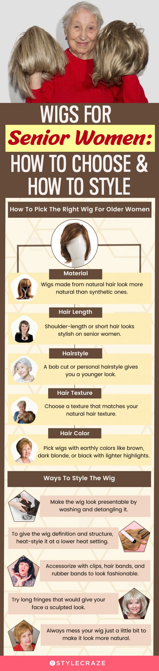 Wigs For Senior Women: How To Choose & How To Style (infographic)