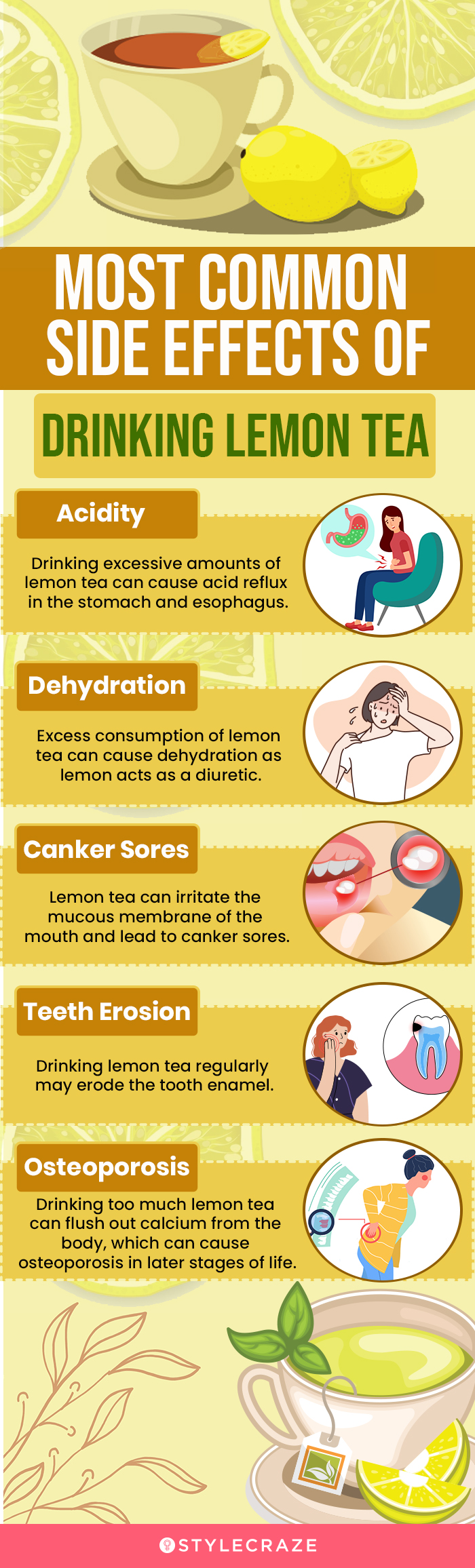 most common side effects of drinking lemon tea (infographic)