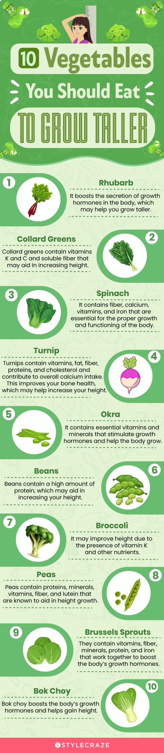 10 vegetables you should eat to grow tall (infographic)