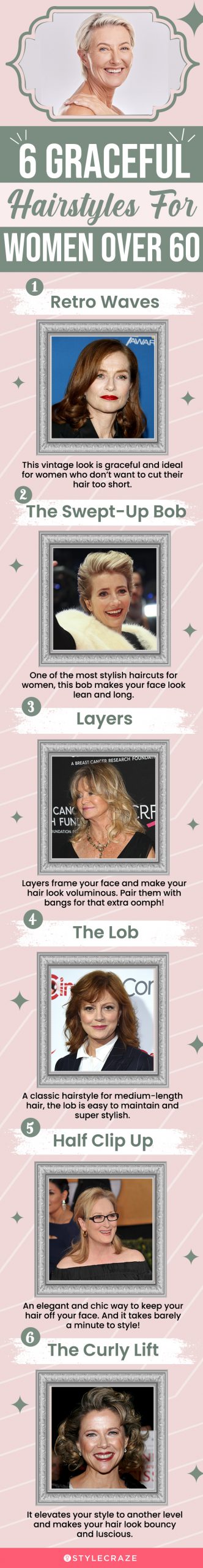6 graceful hairstyles for women over 60 (infographic)