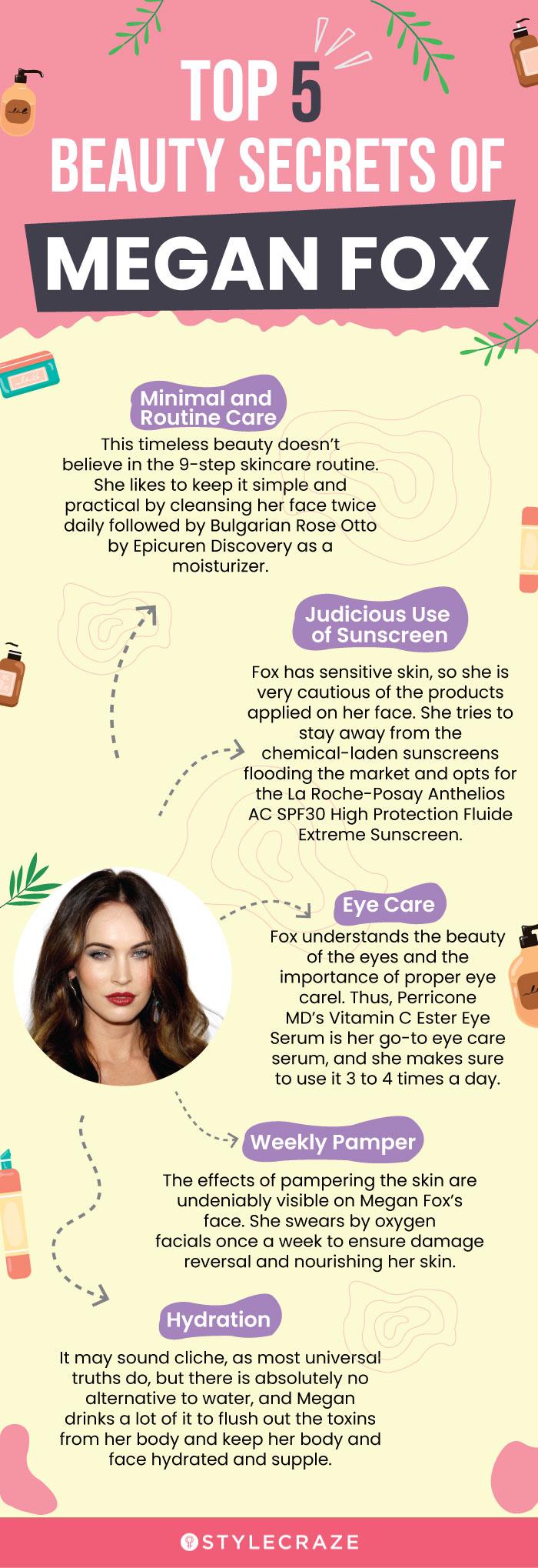 top 5 beauty secrets of megan fox (infographic)