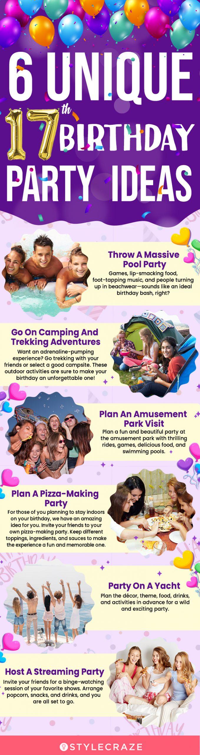 6 unique 17 birthday party ideas(infographic)