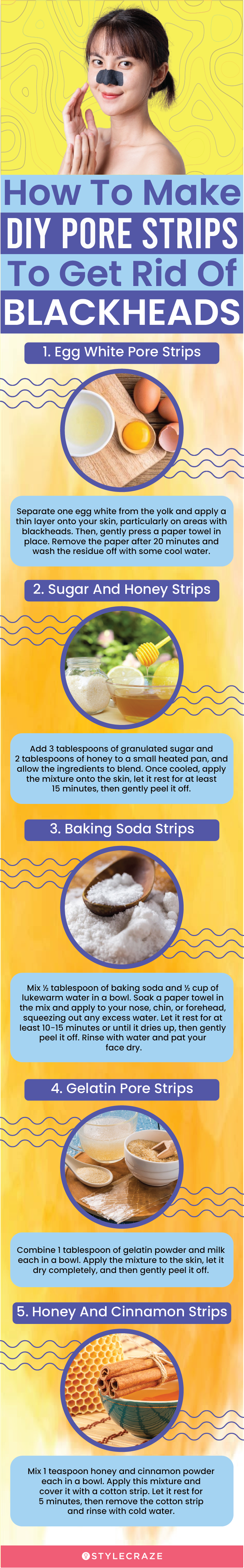 how to make diy pore strips to get rid of black heads (infographic)