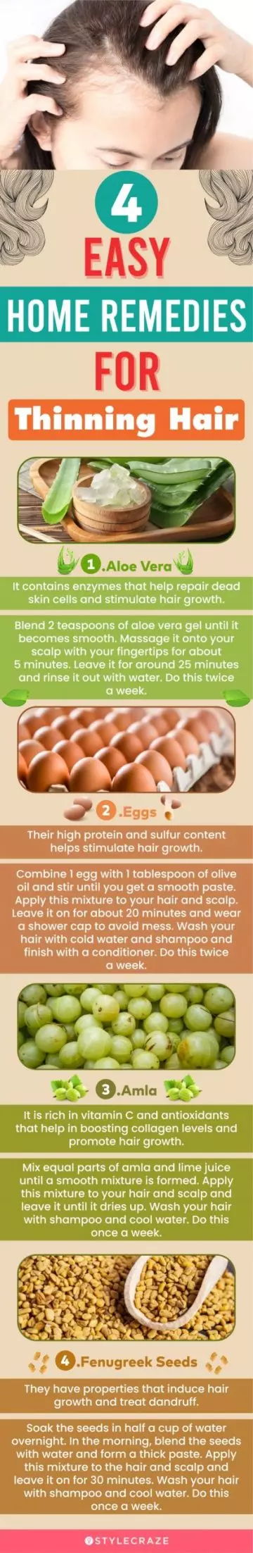 4 easy home remedies for thinning hair (infographic)