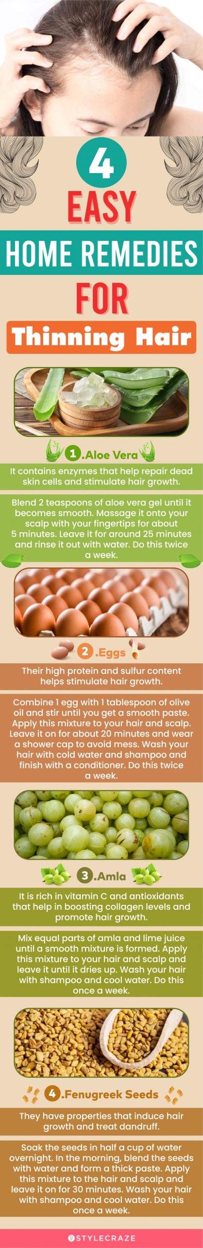 4 easy home remedies for thinning hair (infographic)