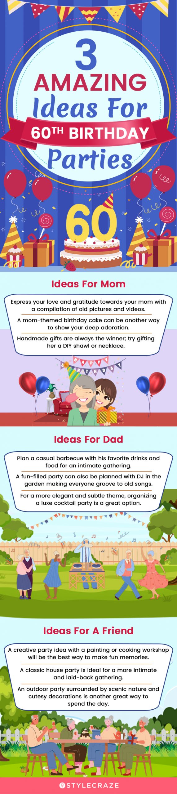3 amazing ideas for 60th birthday parties (infographic)