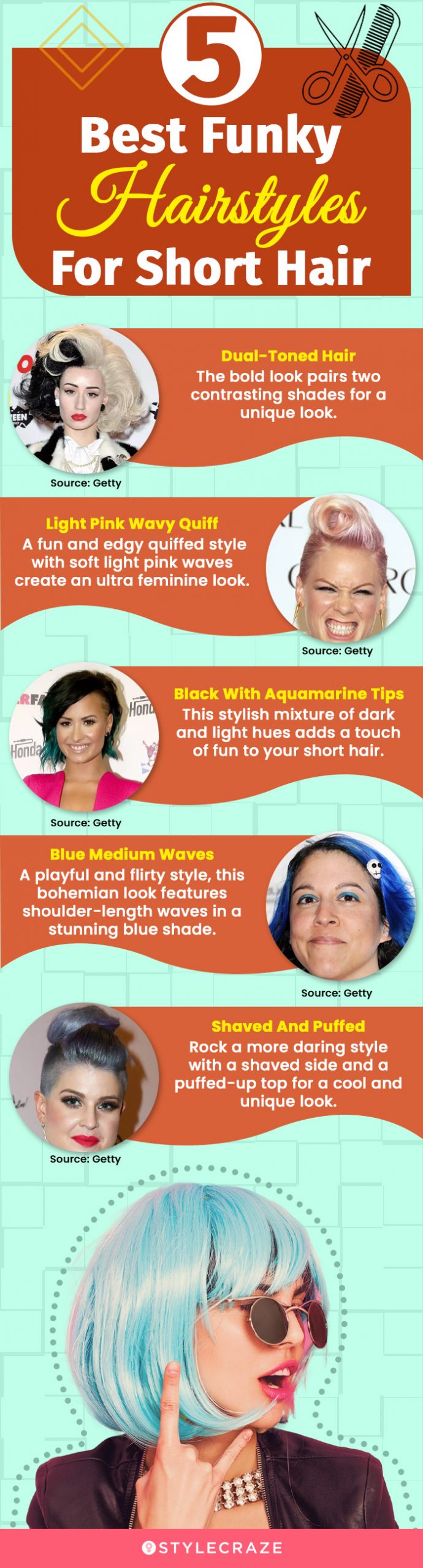 5 best funky hairstyles for short hair [infographic]