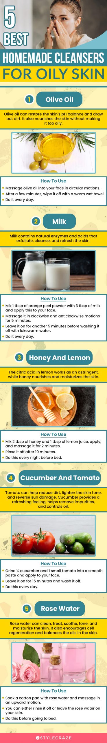 5 best homemade cleansers for oily skin(infographic)