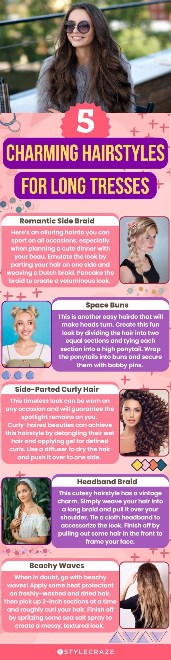 5 charming hairstyles for long tresses (infographic)