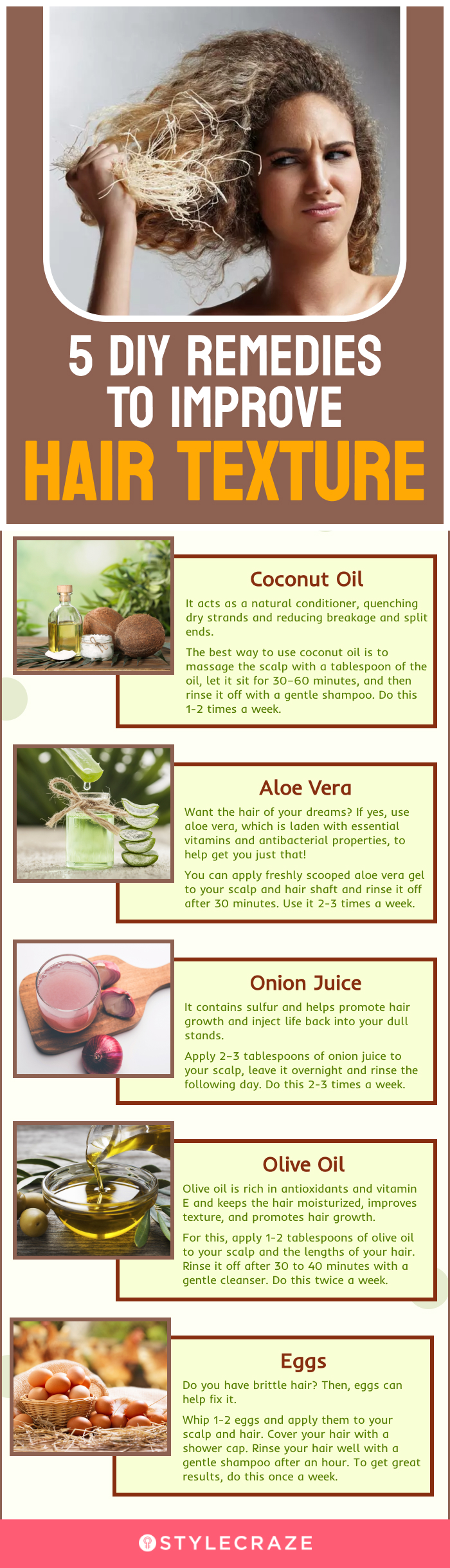 5 diy remedies to improve hair texture(infographic)