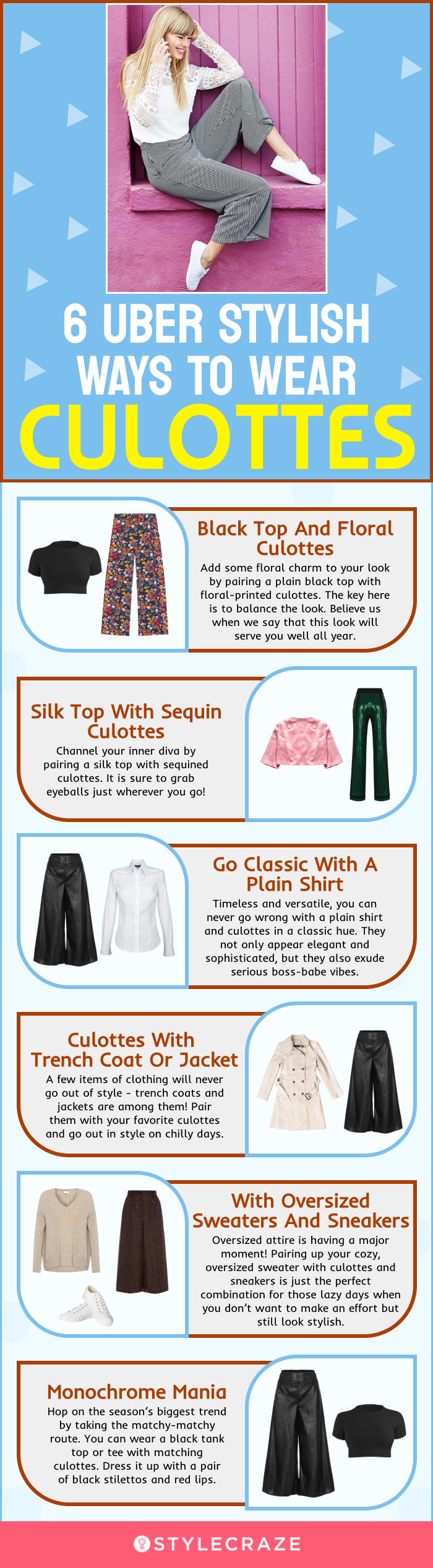 7 uber stylish ways to wear culottes(infographic)