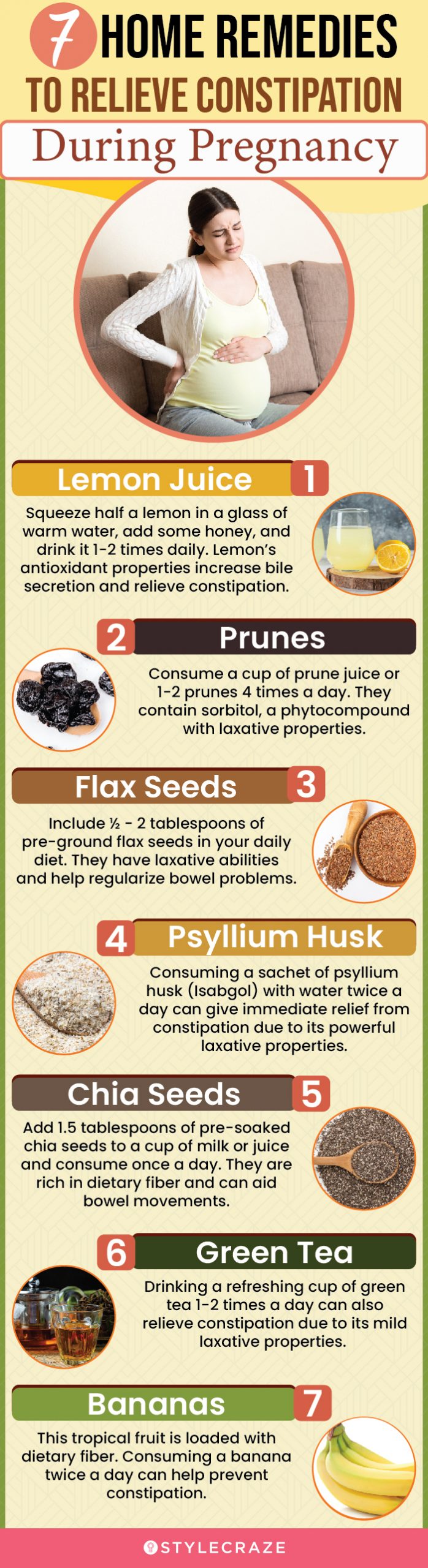 7 home remedies to relieve constipation during pregnancy (infographic)