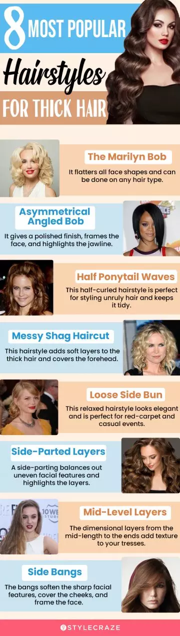 8 most popular hairstyles for thick hair (infographic)