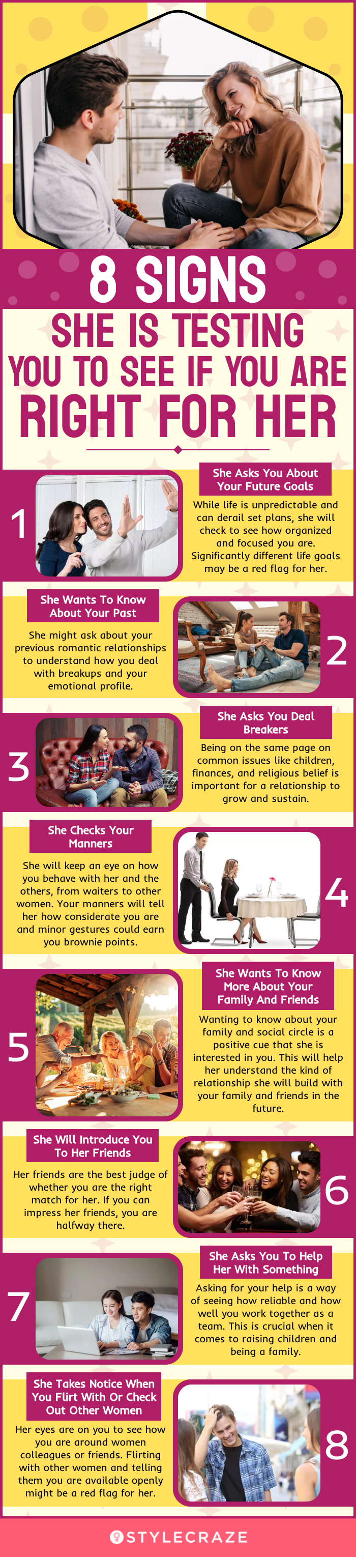 8 signs she is testing you to see if you are right for her (infographic)