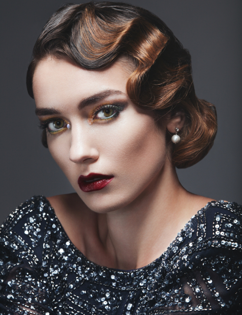 A woman with vintage finger waves hairstyle