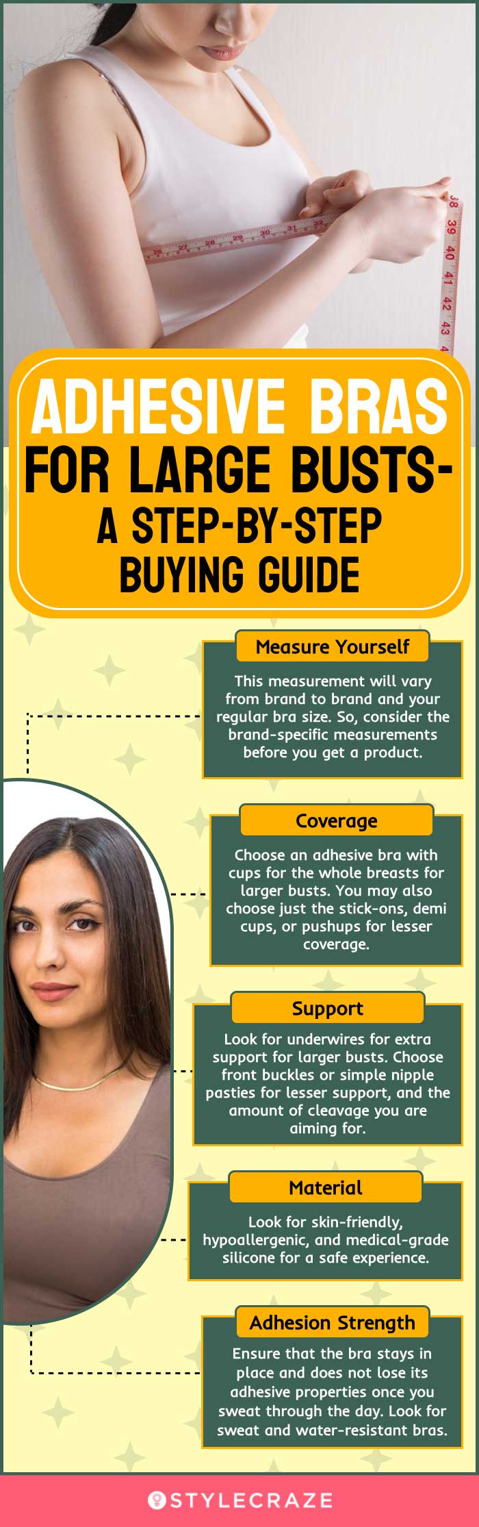 Adhesive Bra For Large Bust — A Step-By-Step Buying Guide (infographic)
