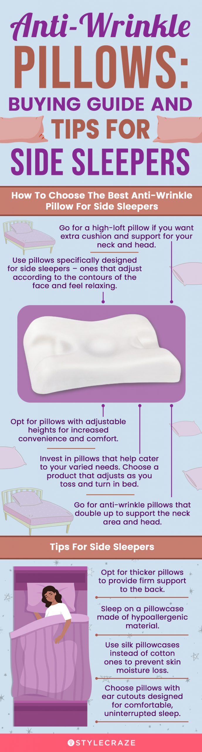 Anti-Wrinkle Pillows: Buying Guide & Tips For Side Sleepers (infographic)