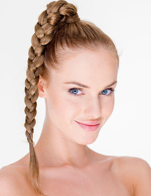 Braided ponytail hairstyle for long hair