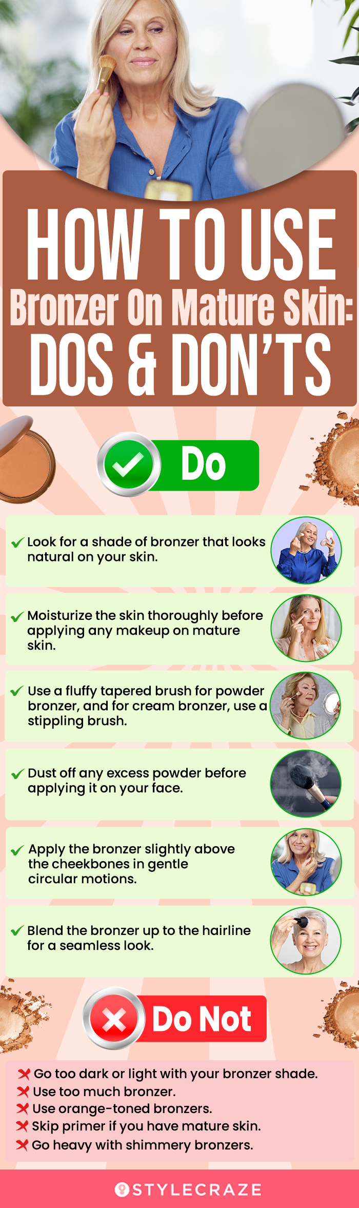 How To Use Bronzer On Mature Skin: DOs & DON’Ts (infographic)