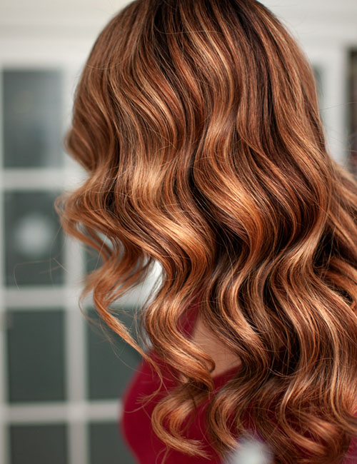 Copper and blonde highlights for light brown hair