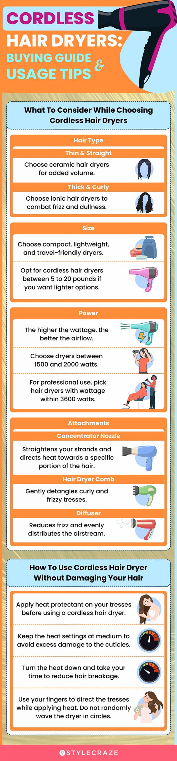Cordless Hair Dryers: Buying Guide & Usage Tips (infographic)
