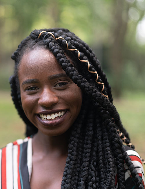 Criss cross accented jumbo box braids