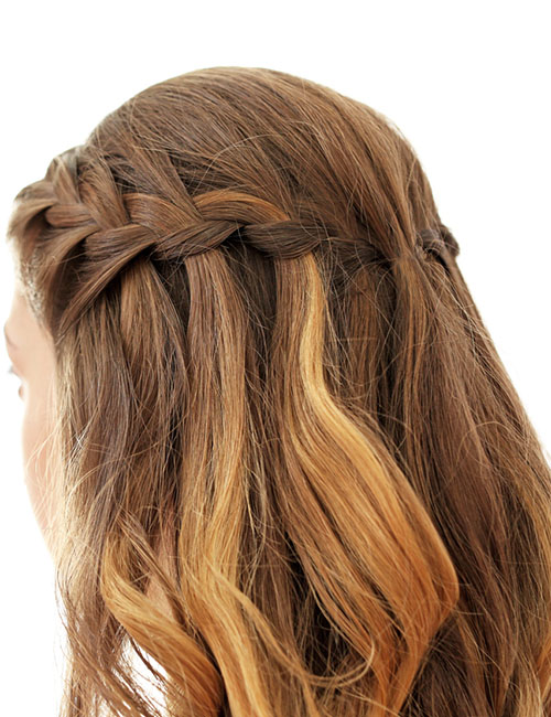 Crown waterfall braid hairstyle