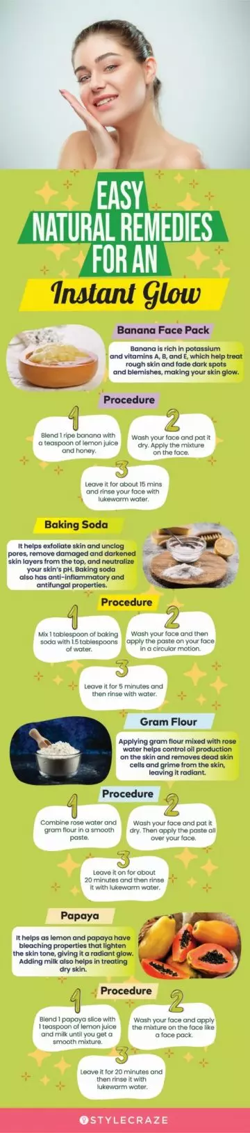 easy natural remedes for an instant glow (infographic) (infographic)