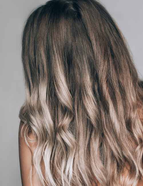 Frosted ash brown balayage hair color