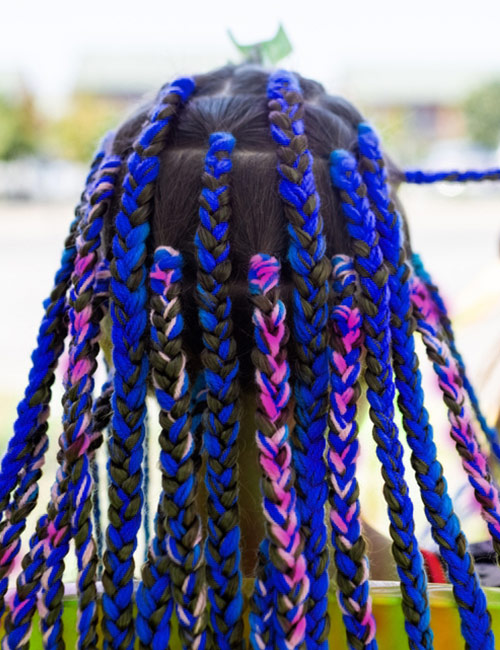 Funky pink and blue jumbo box braids