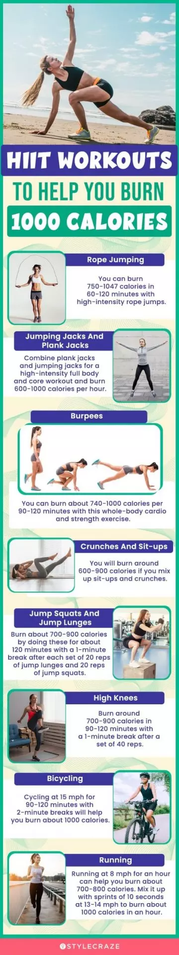 hiit workouts to help you burn 1000 calories (infographic)