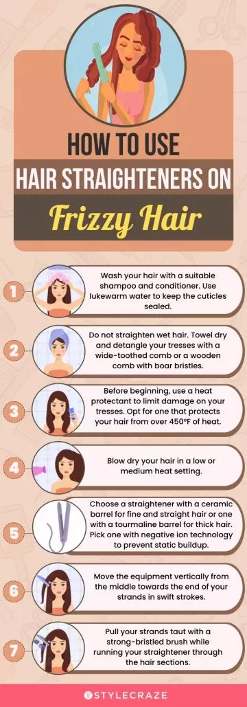 How To Use Hair Straighteners On Frizzy Hair (infographic)