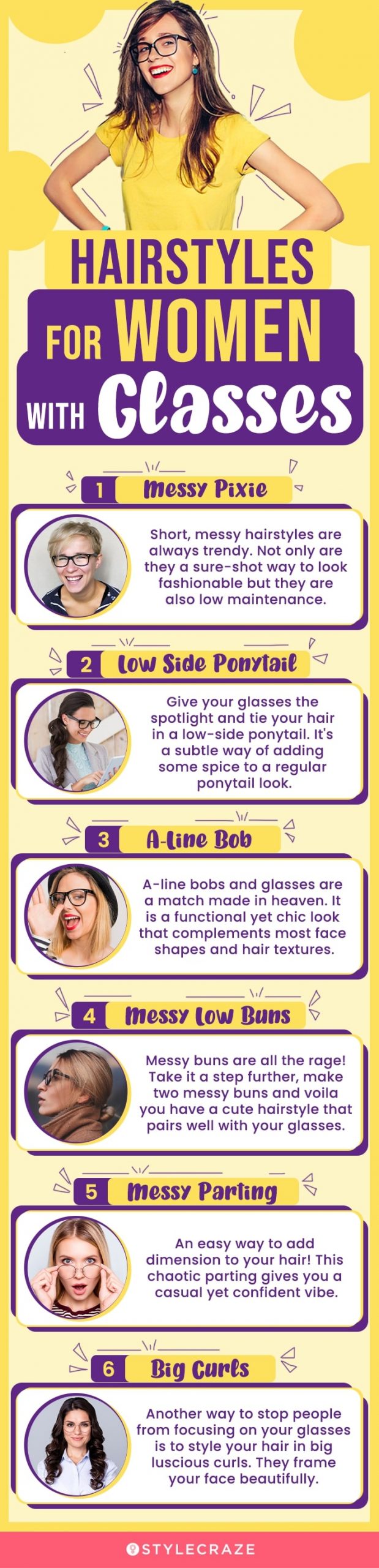 hairstyles for women with glasses (infographic)