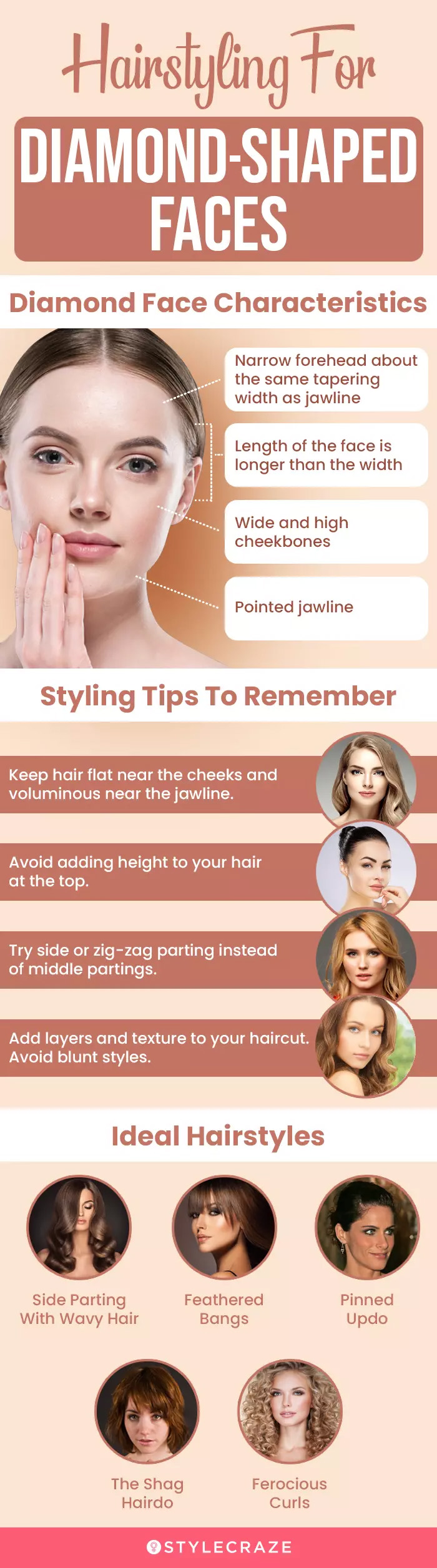 hairstyling for diamond shaped faces (infographic)