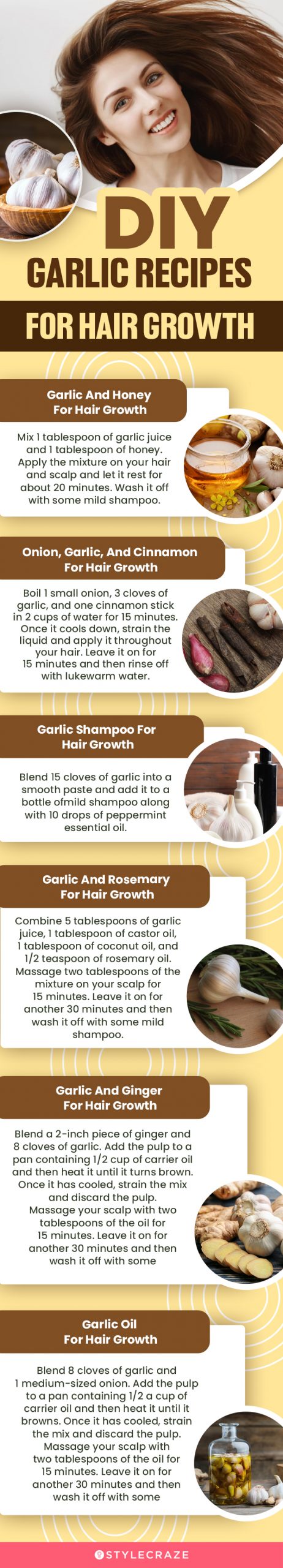 diy garlic recipes for hair growth (infographic)
