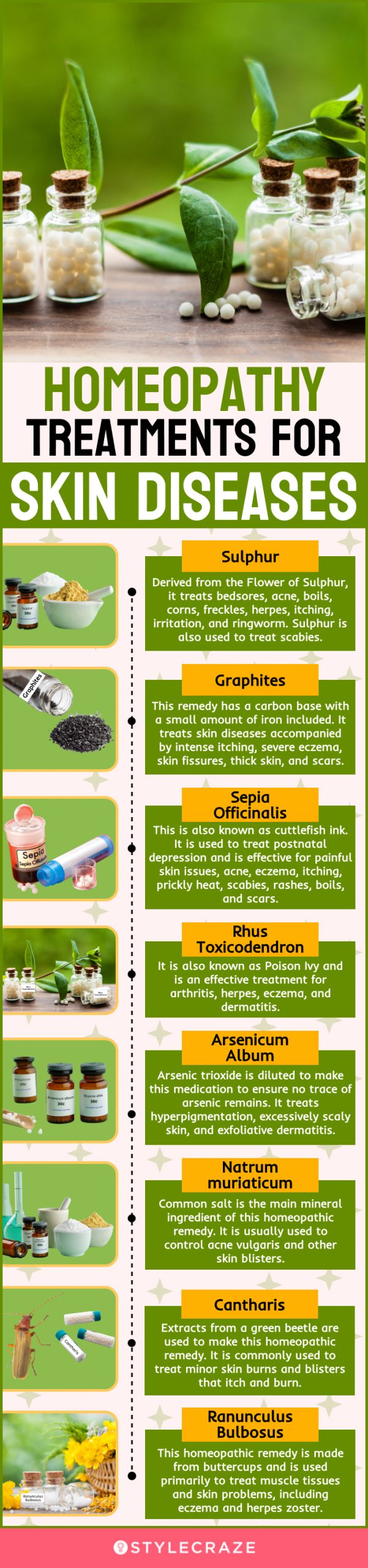 homeopathy treatments for skin diseases (infographic)