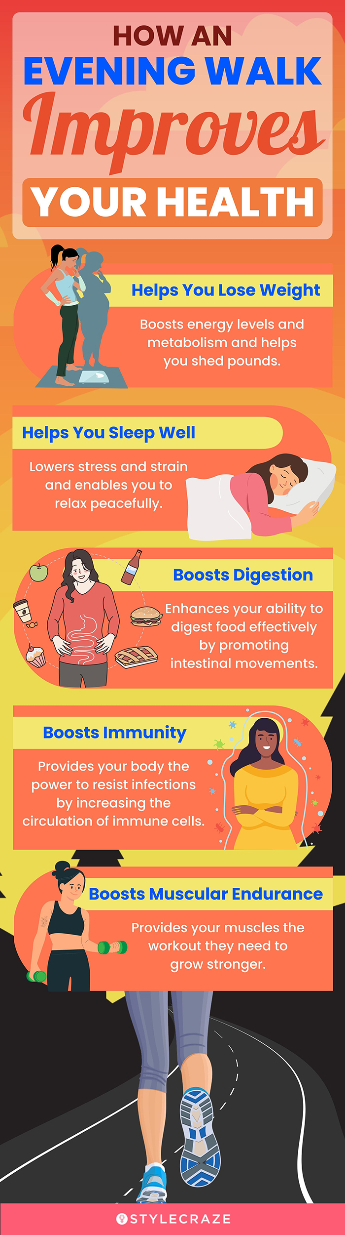 how an evening walk improves your health (infographic)