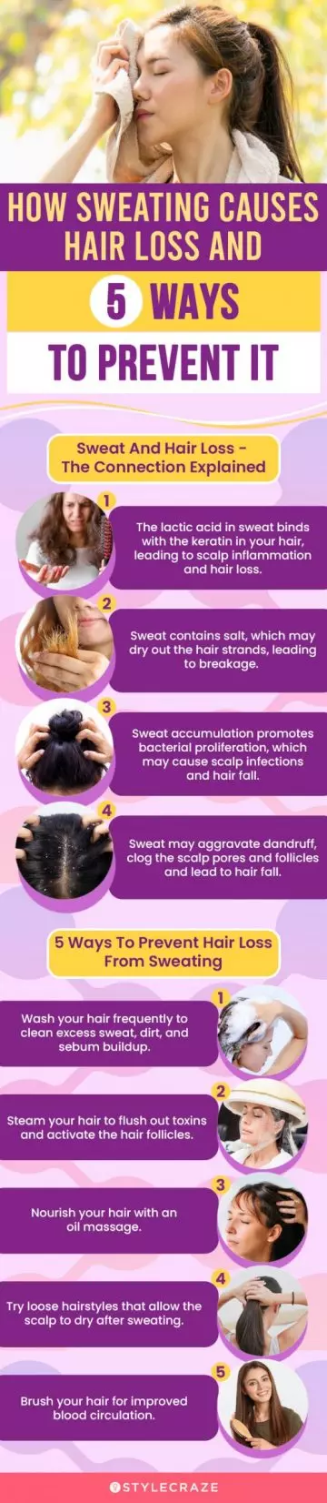 how sweating causes hair loss and 5 ways to prevent it (infographic)