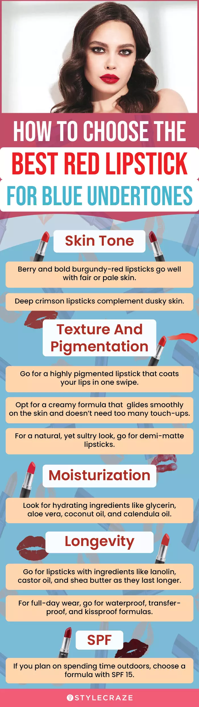 How To Choose The Best Red Lipstick For Blue Undertones (infographic)