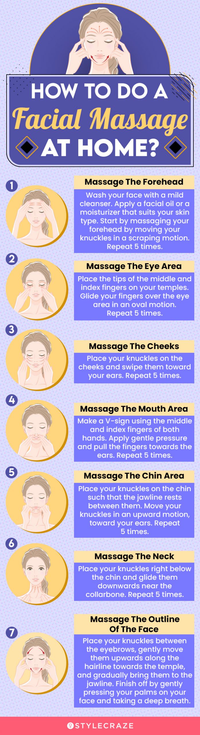 how to do a facial massage at home (infographic)