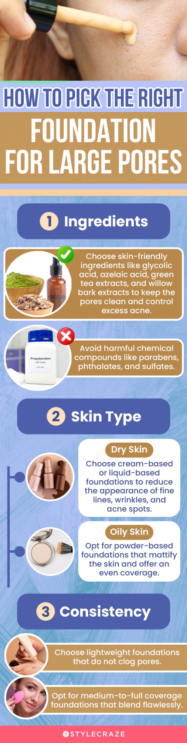 How To Pick The Right Foundation For Large Pores (infographic)