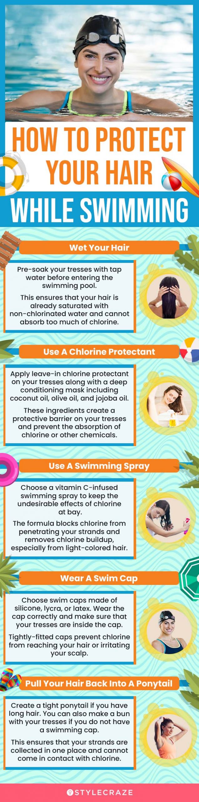 How To Protect Your Hair While Swimming (infographic)