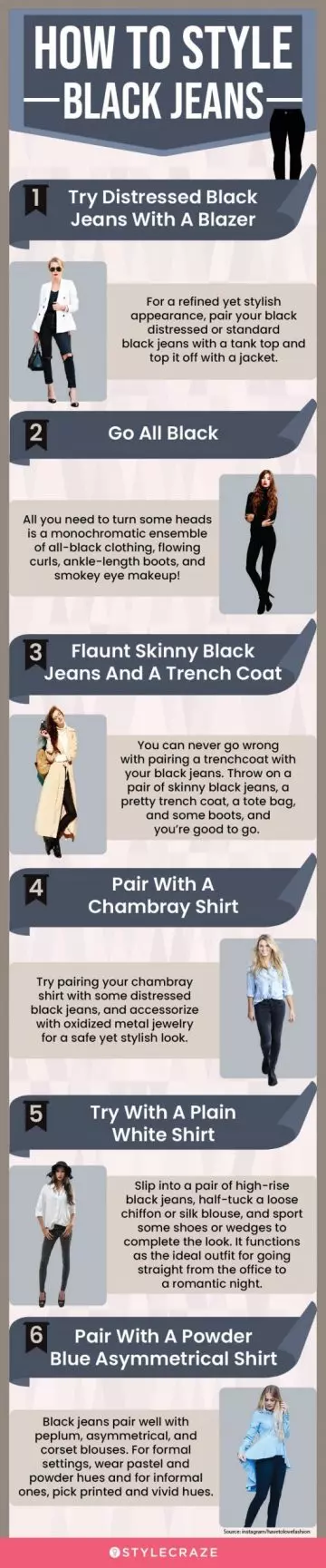 how to style black jeans (infographic)