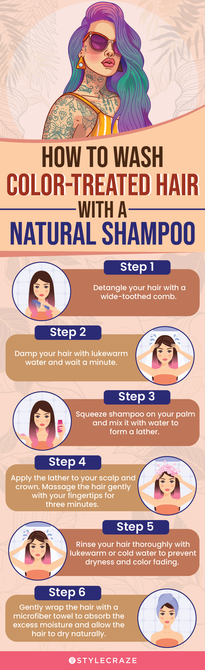 How To Wash Color-Treated Hair With A Natural Shampoo (infographic)