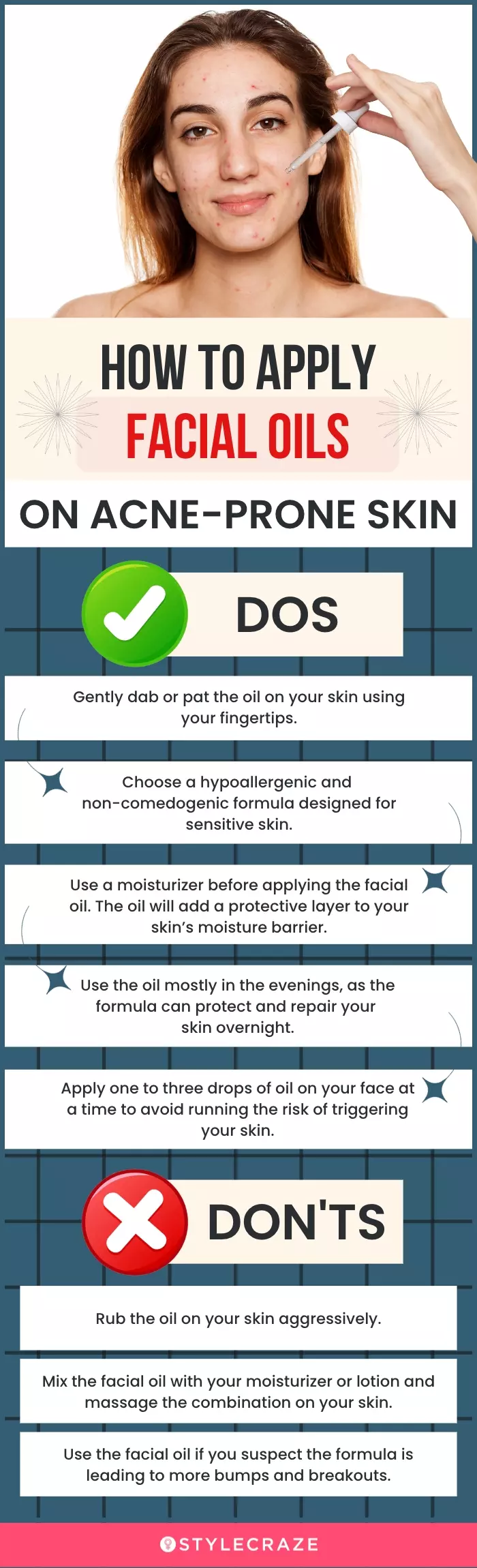 How To Apply Facial Oils On Acne-Prone Skin (infographic)