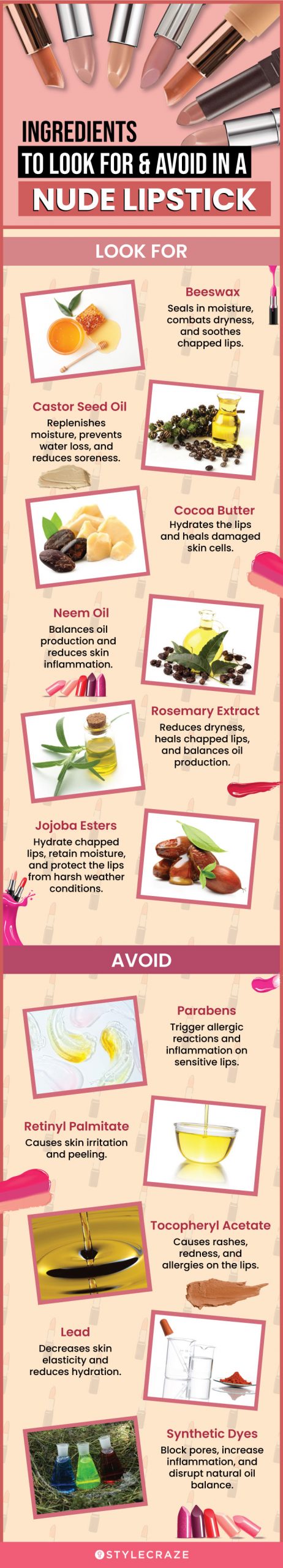 Ingredients To Look For & Avoid In A Nude Lipstick (infographic)