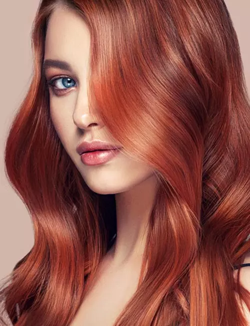 Intense copper balayage hair color